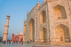 Taj Mahal closeup showing intricate marble detail