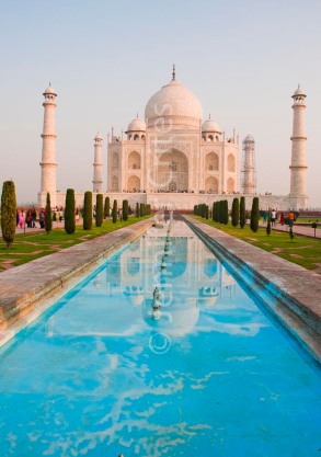 Classic Taj Mahal with reflecting pool